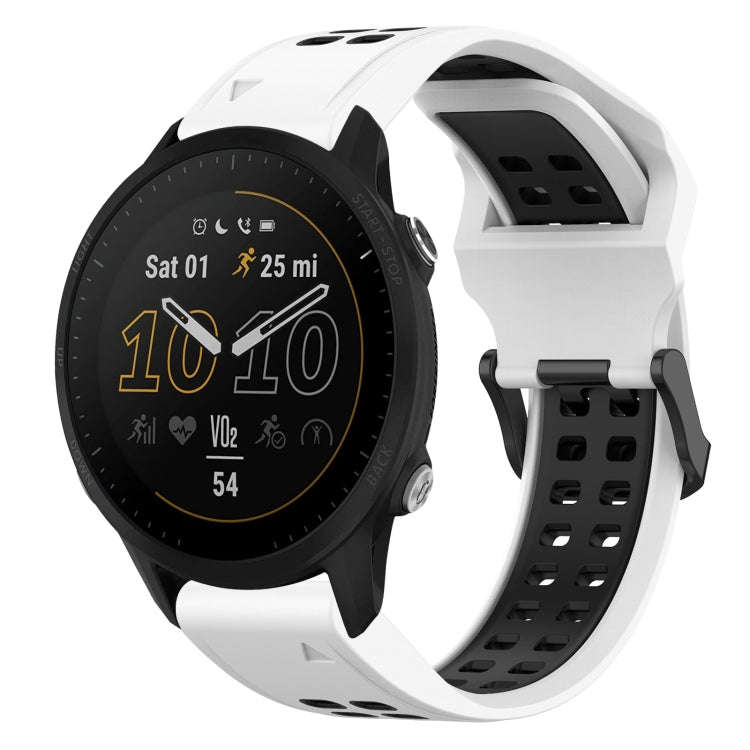 For Garmin Forerunner 955 Two Color Reverse Buckle 22mm Silicone Watch Band(White+Black)