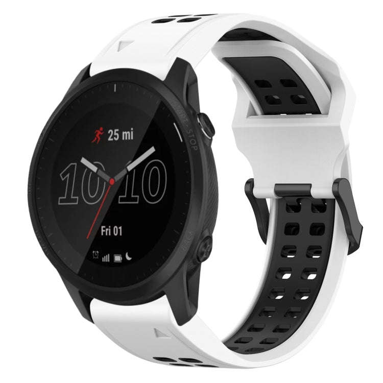 For Garmin Forerunner 945 Two Color Reverse Buckle 22mm Silicone Watch Band(White+Black)