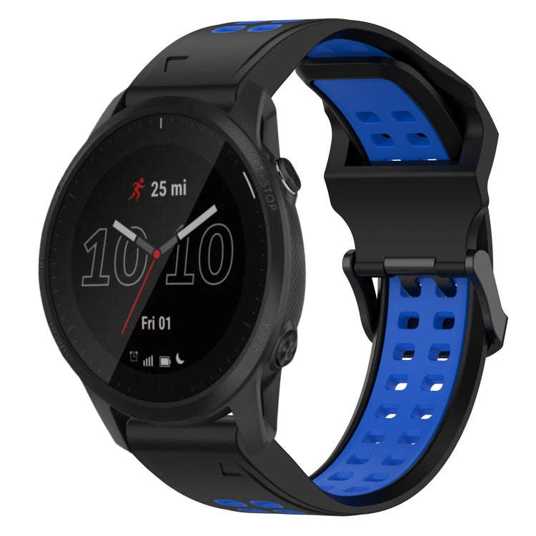 For Garmin Forerunner 945 Two Color Reverse Buckle 22mm Silicone Watch Band(Black+Blue)