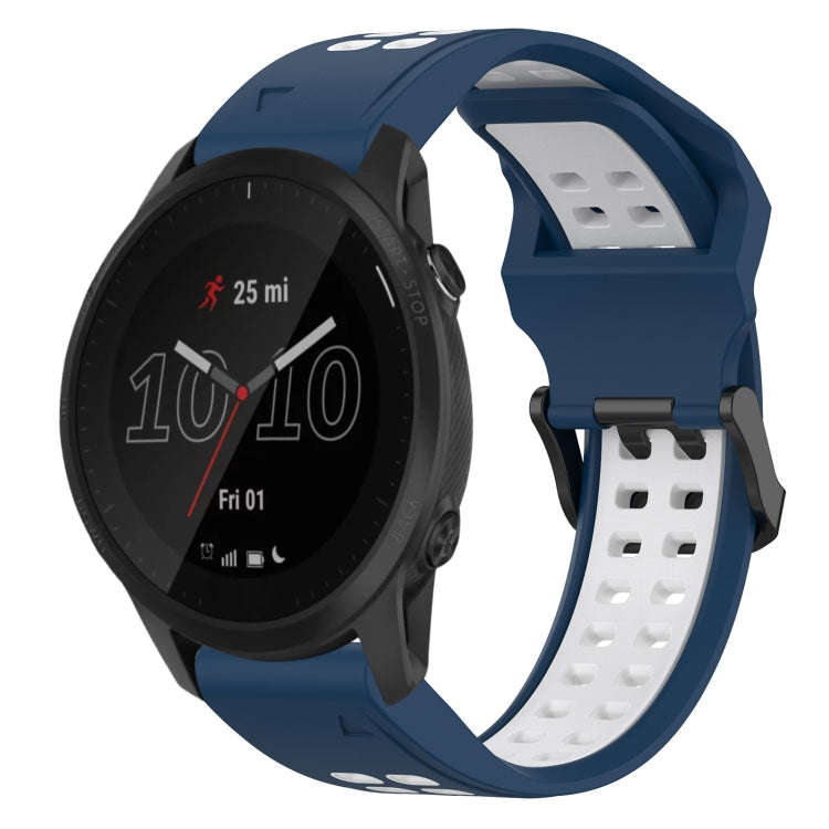 For Garmin Forerunner 945 Two Color Reverse Buckle 22mm Silicone Watch Band(Blue+White)