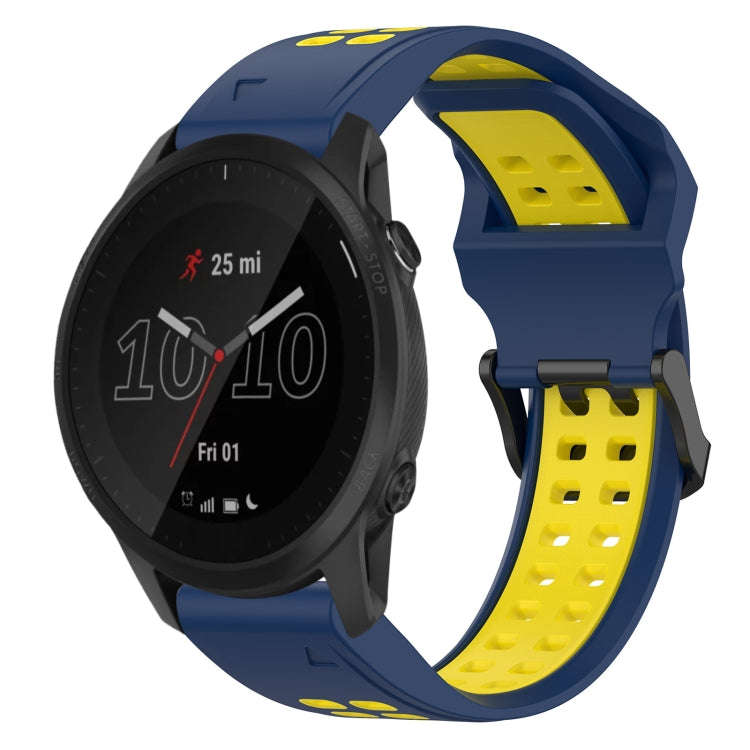 For Garmin Forerunner 945 Two Color Reverse Buckle 22mm Silicone Watch Band(Blue+Yellow)