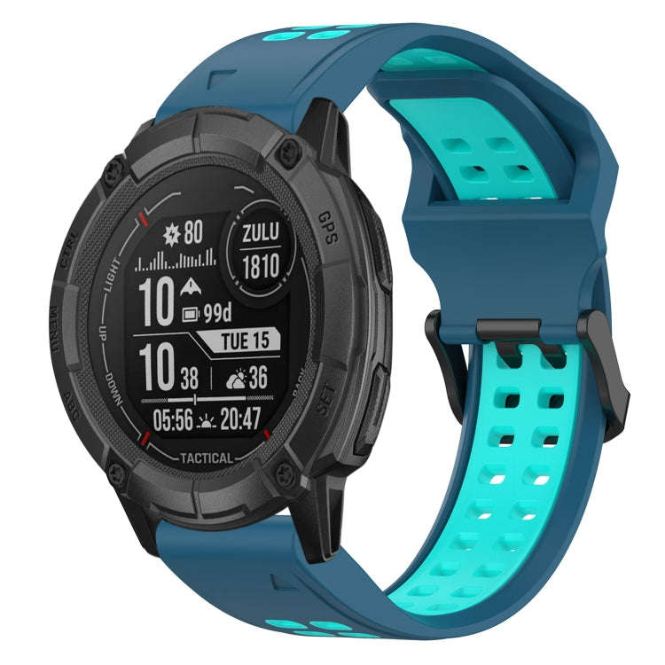 For Garmin Instinct 2X Solar Two Color Reverse Buckle 26mm Silicone Watch Band(Blue+Water Duck)