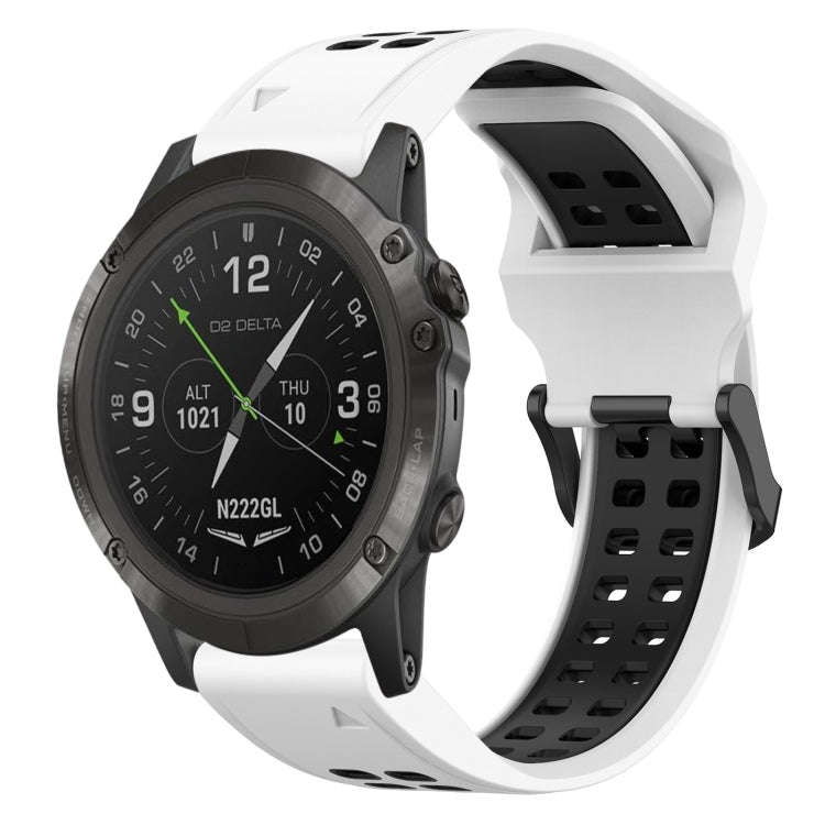 For Garmin D2 Delta PX Two Color Reverse Buckle 26mm Silicone Watch Band(White+Black)