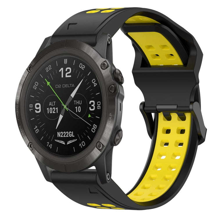 For Garmin D2 Delta PX Two Color Reverse Buckle 26mm Silicone Watch Band(Black+Yellow)