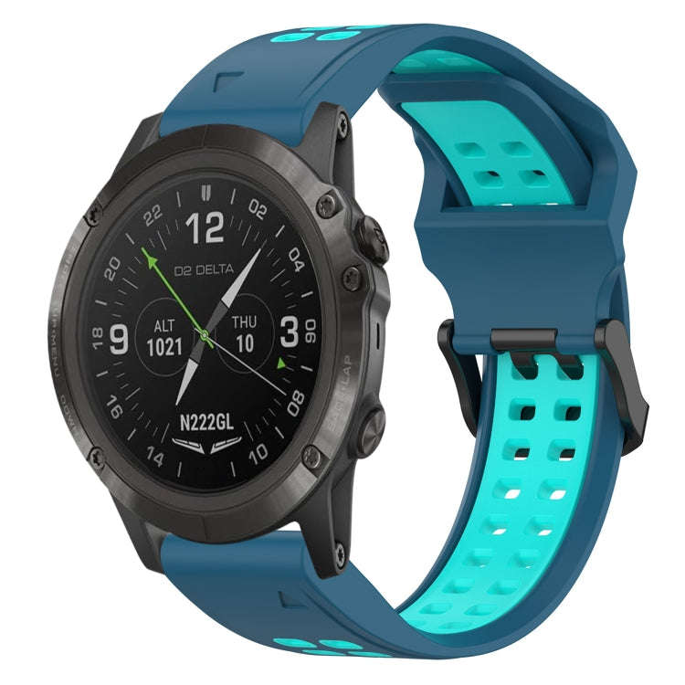 For Garmin D2 Delta PX Two Color Reverse Buckle 26mm Silicone Watch Band(Blue+Water Duck)