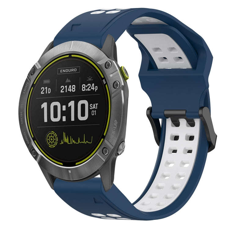 For Garmin Enduro Two Color Reverse Buckle 26mm Silicone Watch Band(Blue+White)