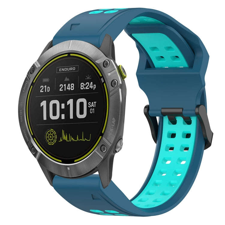 For Garmin Enduro Two Color Reverse Buckle 26mm Silicone Watch Band(Blue+Water Duck)