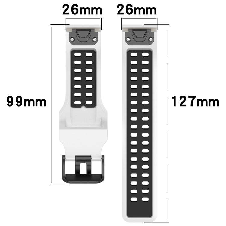 For Garmin D2 Delta PX Two Color Reverse Buckle 26mm Silicone Watch Band(Black+Grey)