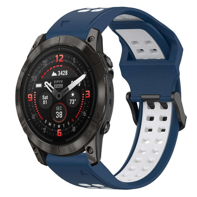 For Garmin Epix Pro 42mm Two Color Reverse Buckle 20mm Silicone Watch Band(Blue+White)
