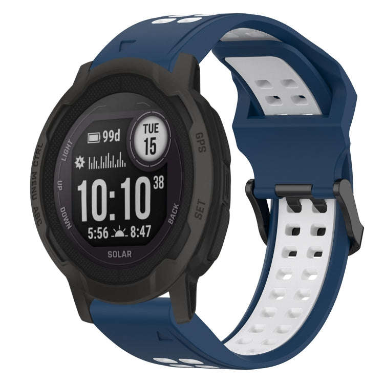 For Garmin Instinct 2S Two Color Reverse Buckle 20mm Silicone Watch Band(Blue+White)