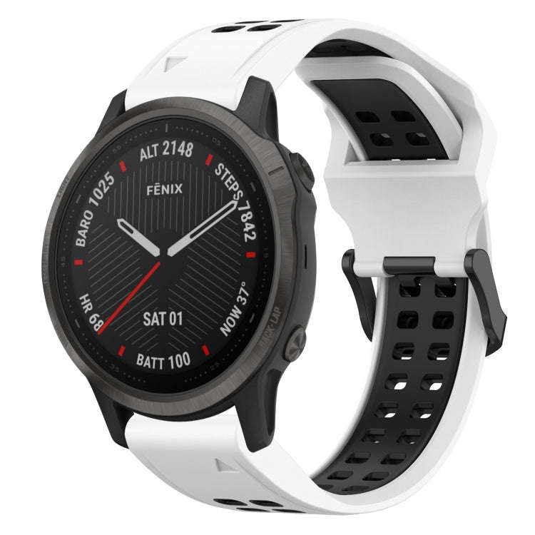 For Garmin Fenix 6S Two Color Reverse Buckle 20mm Silicone Watch Band(White+Black)