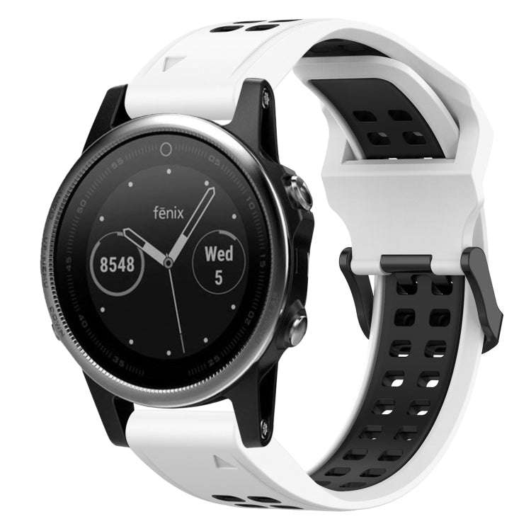 For Garmin Fenix 5S Two Color Reverse Buckle 20mm Silicone Watch Band(White+Black)