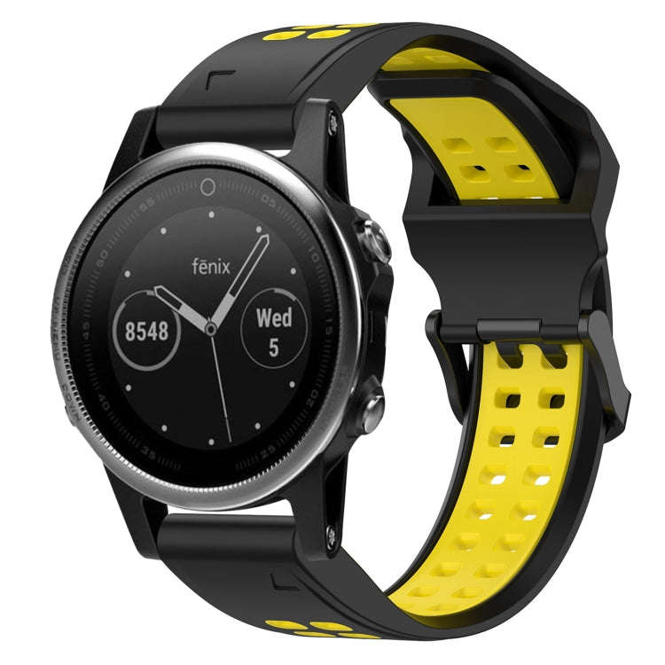For Garmin Fenix 5S Two Color Reverse Buckle 20mm Silicone Watch Band(Black+Yellow)