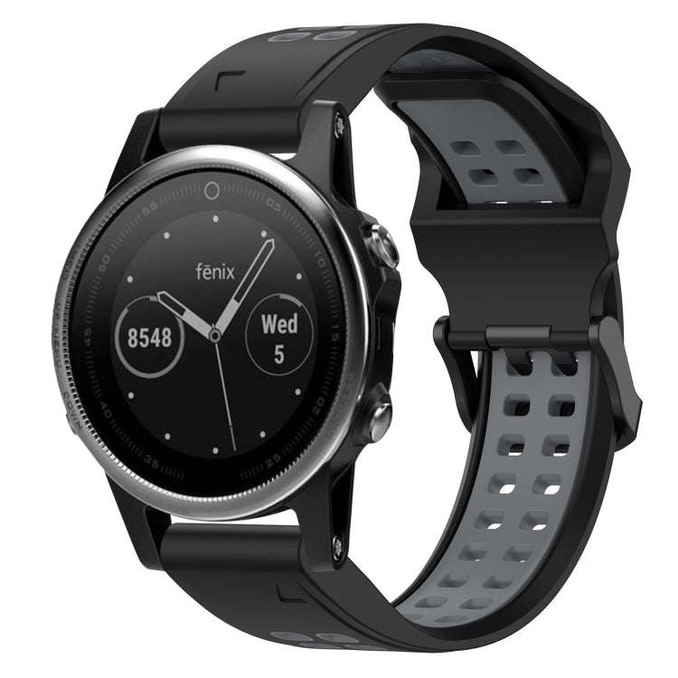 For Garmin Fenix 5S Two Color Reverse Buckle 20mm Silicone Watch Band(Black+Grey)