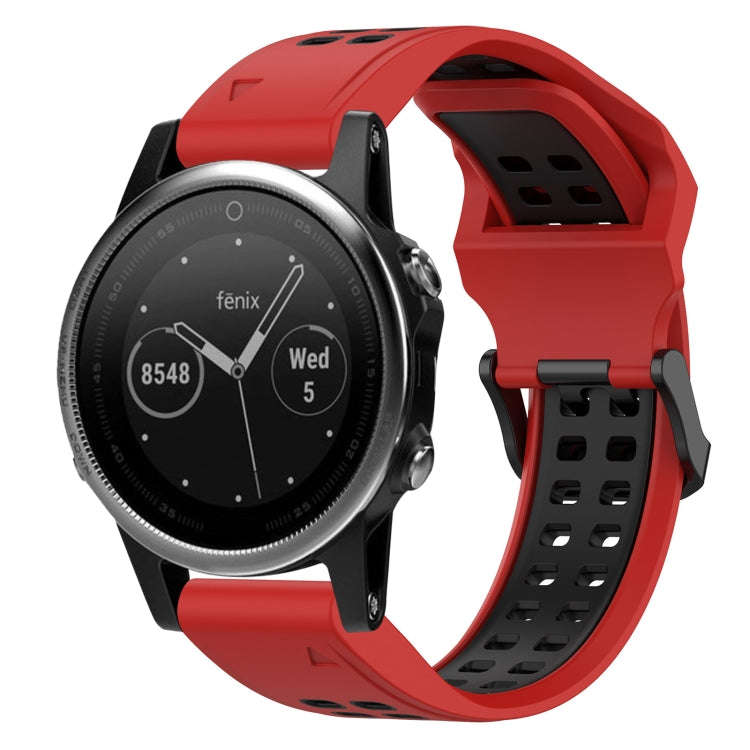 For Garmin Fenix 5S Two Color Reverse Buckle 20mm Silicone Watch Band(Red+Black)