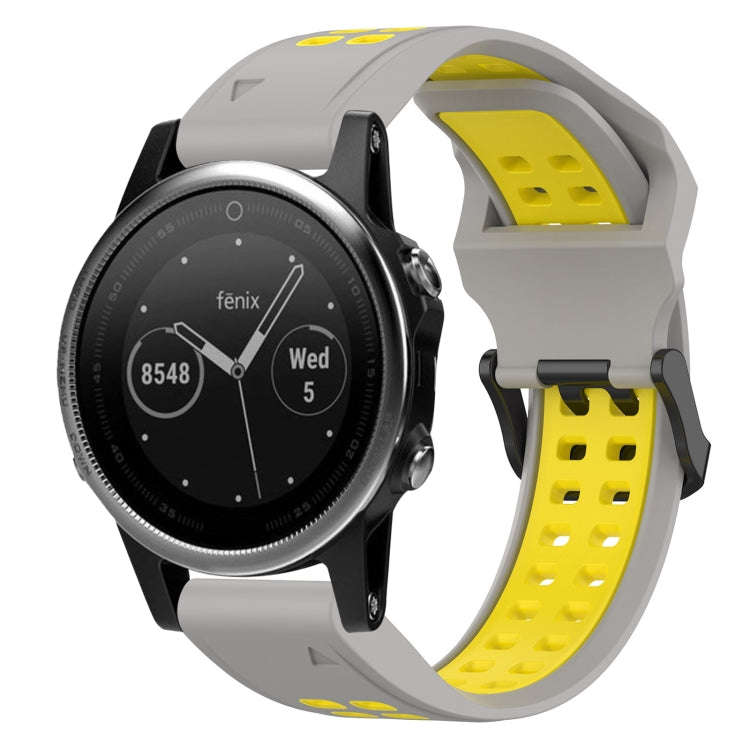 For Garmin Fenix 5S Two Color Reverse Buckle 20mm Silicone Watch Band(Grey+Yellow)