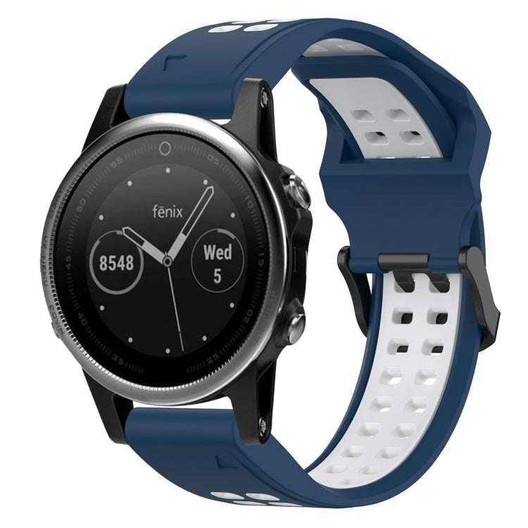 For Garmin Fenix 5S Two Color Reverse Buckle 20mm Silicone Watch Band(Blue+White)