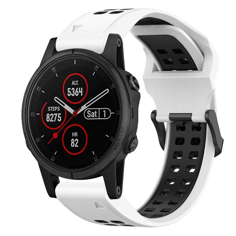 For Garmin Fenix 5S Plus Two Color Reverse Buckle 20mm Silicone Watch Band(White+Black)
