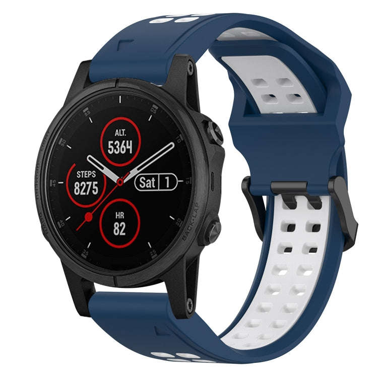 For Garmin Fenix 5S Plus Two Color Reverse Buckle 20mm Silicone Watch Band(Blue+White)