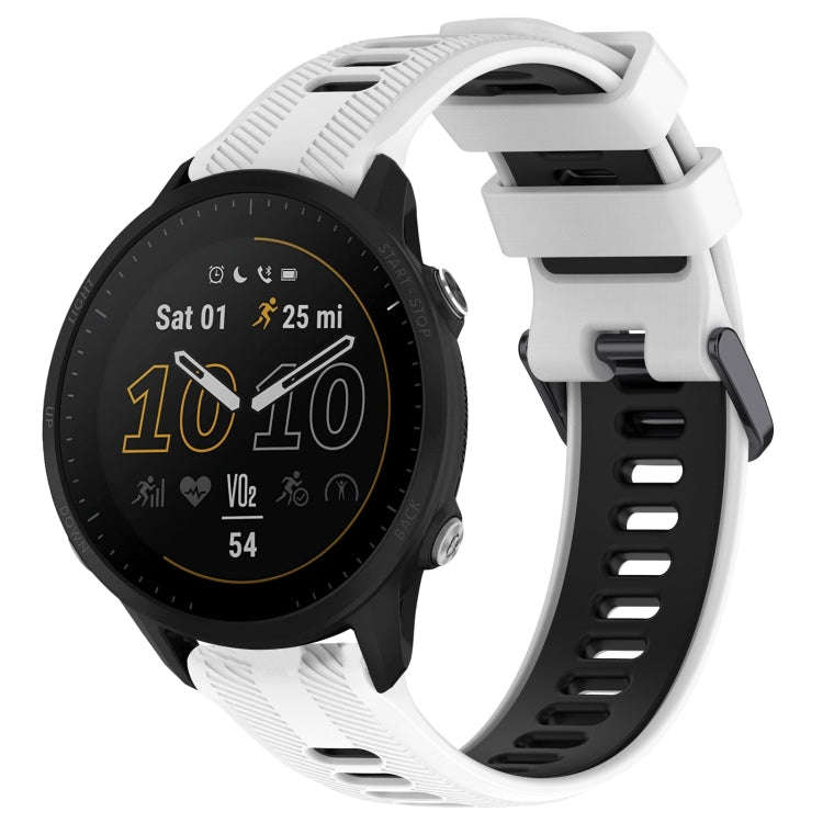 For Garmin Forerunner 955 Sports Two-Color Silicone Watch Band(White+Black)