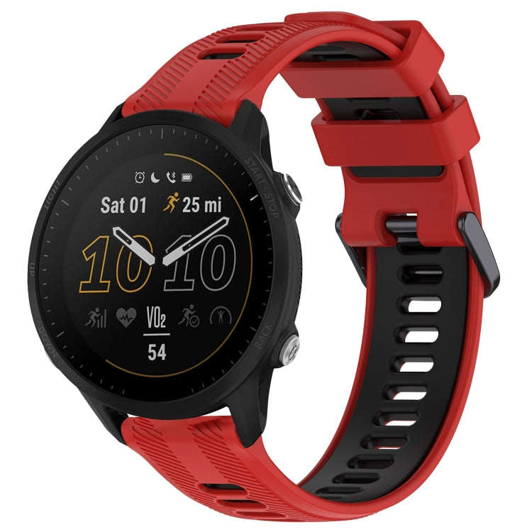For Garmin Forerunner 955 Sports Two-Color Silicone Watch Band(Red+Black)