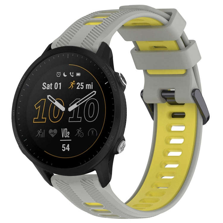 For Garmin Forerunner 955 Sports Two-Color Silicone Watch Band(Grey+Yellow)