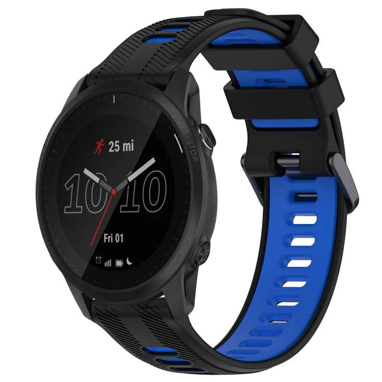 For Garmin Forerunner 945 Sports Two-Color Silicone Watch Band(Black+Blue)