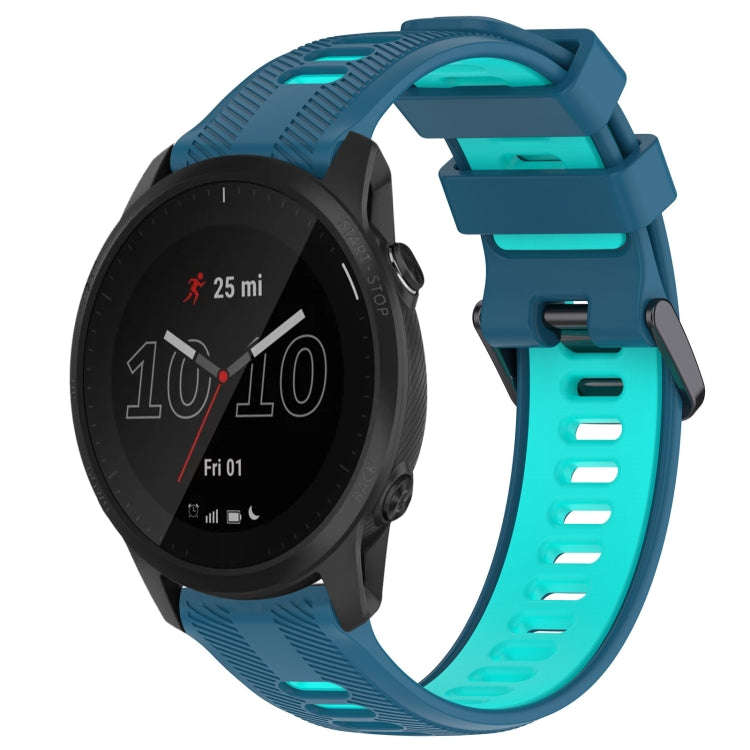 For Garmin Forerunner 945 Sports Two-Color Silicone Watch Band(Blue+Teal)