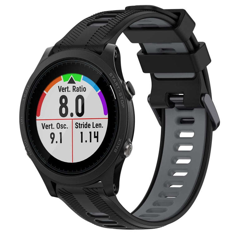 For Garmin Forerunner 935 Sports Two-Color Silicone Watch Band(Black+Grey)