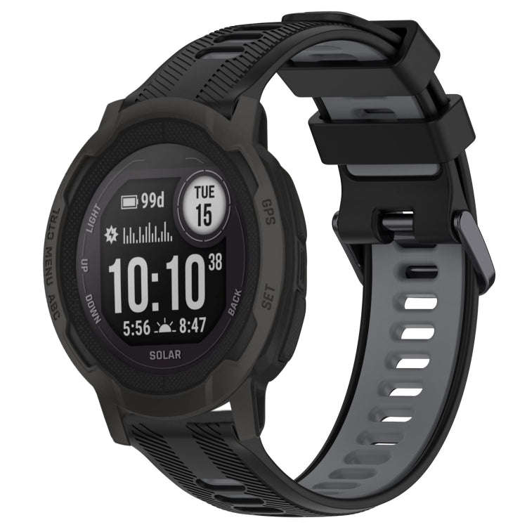 For Garmin Instinct 2 Solar Sports Two-Color Silicone Watch Band(Black+Grey)