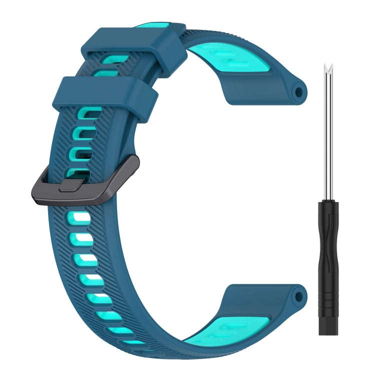 For Garmin Instinct 2 Solar Sports Two-Color Silicone Watch Band(Blue+Teal)