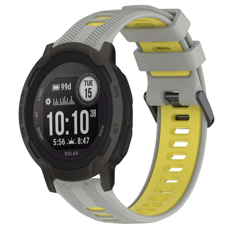 For Garmin Instinct 2 Sports Two-Color Silicone Watch Band(Grey+Yellow)