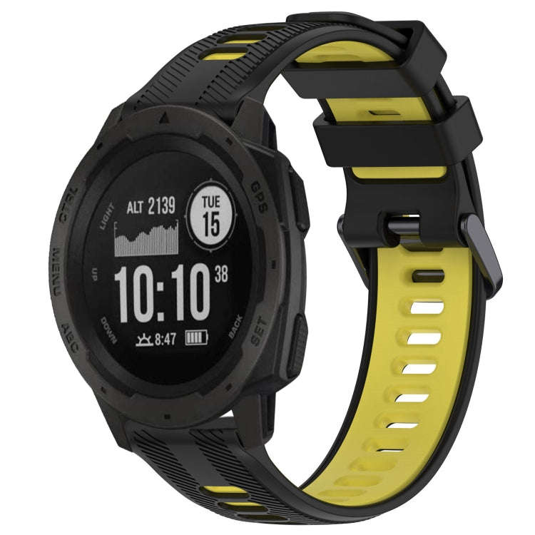 For Garmin Instinct Sports Two-Color Silicone Watch Band(Black+Yellow)
