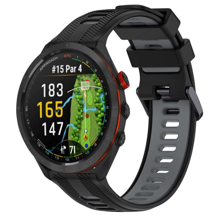 For Garmin Approach S70 47mm Sports Two-Color Silicone Watch Band(Black+Grey)