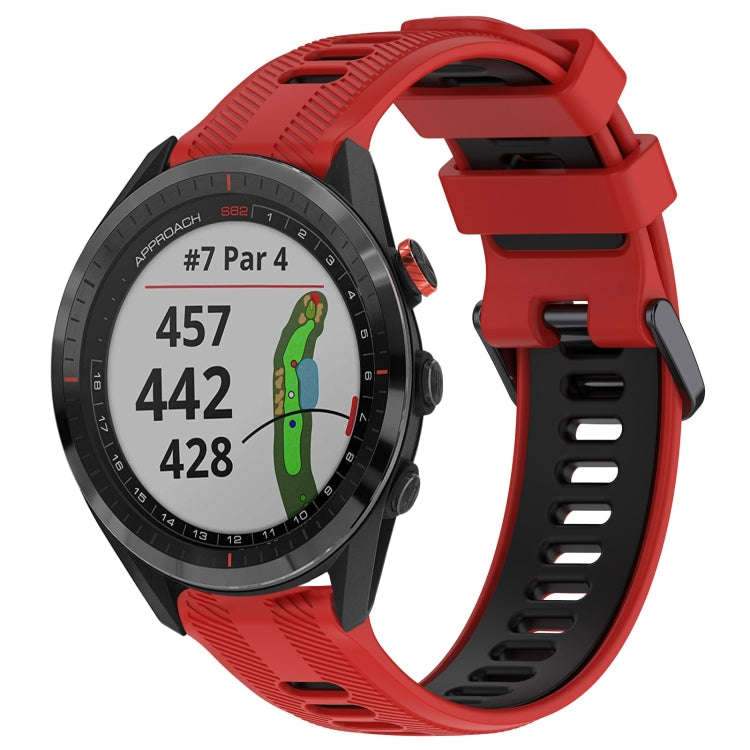 For Garmin Approach S62 Sports Two-Color Silicone Watch Band(Red+Black)