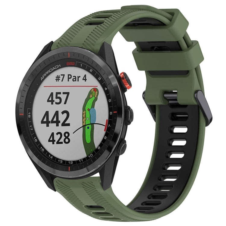 For Garmin Approach S62 Sports Two-Color Silicone Watch Band(Army Green+Black)