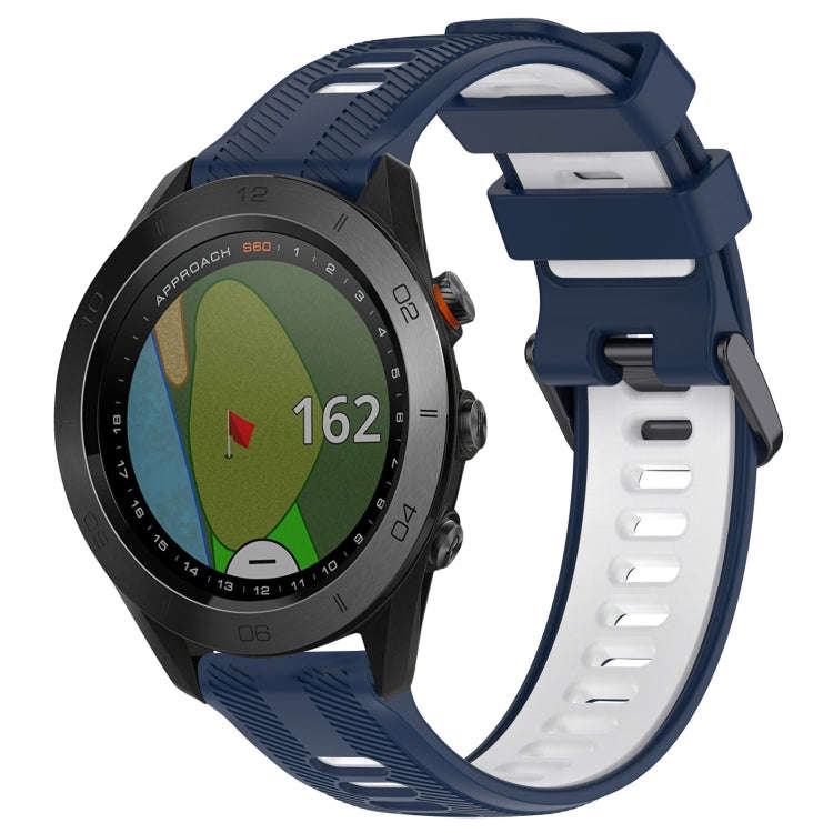 For Garmin Approach S60 Sports Two-Color Silicone Watch Band(Midnight Blue+White)