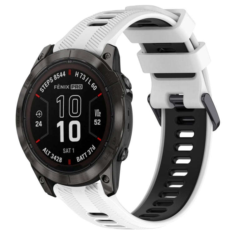 For Garmin Fenix 7 Pro Sports Two-Color Silicone Watch Band(White+Black)