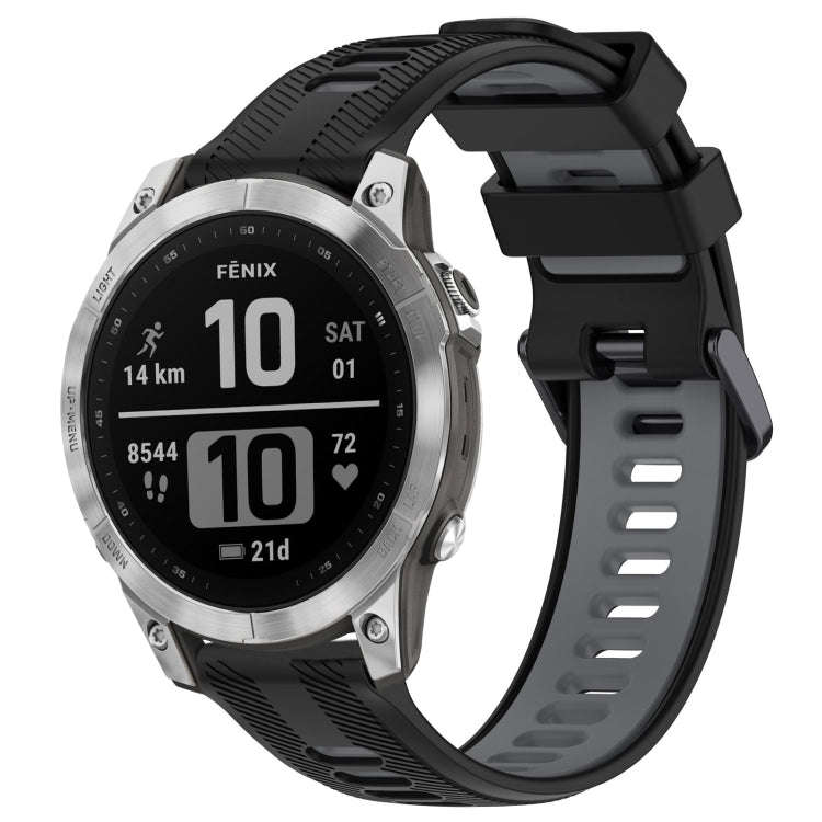 For Garmin Fenix 7 Sports Two-Color Silicone Watch Band(Black+Grey)