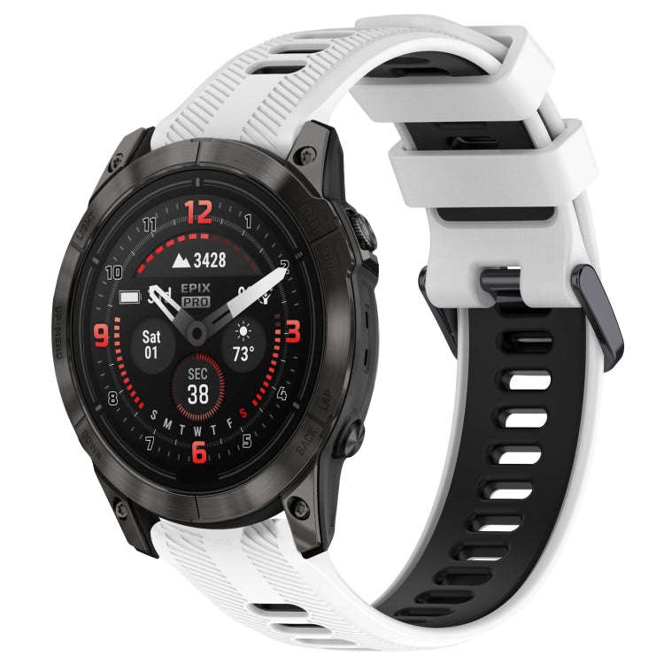 For Garmin EPIX Pro 47mm Sports Two-Color Silicone Watch Band(White+Black)