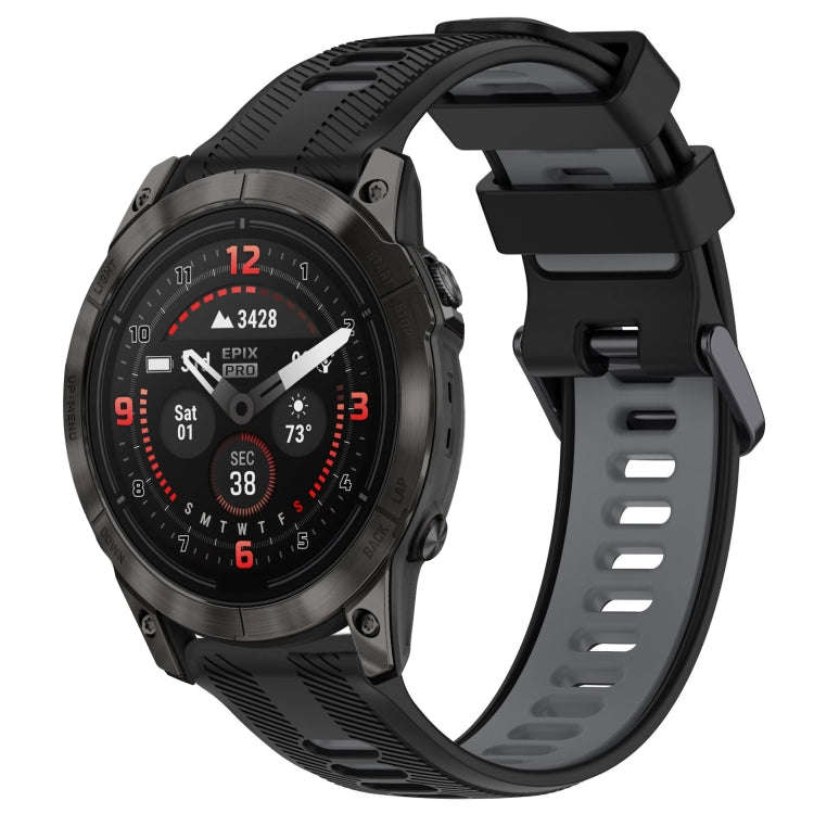 For Garmin EPIX Pro 47mm Sports Two-Color Silicone Watch Band(Black+Grey)