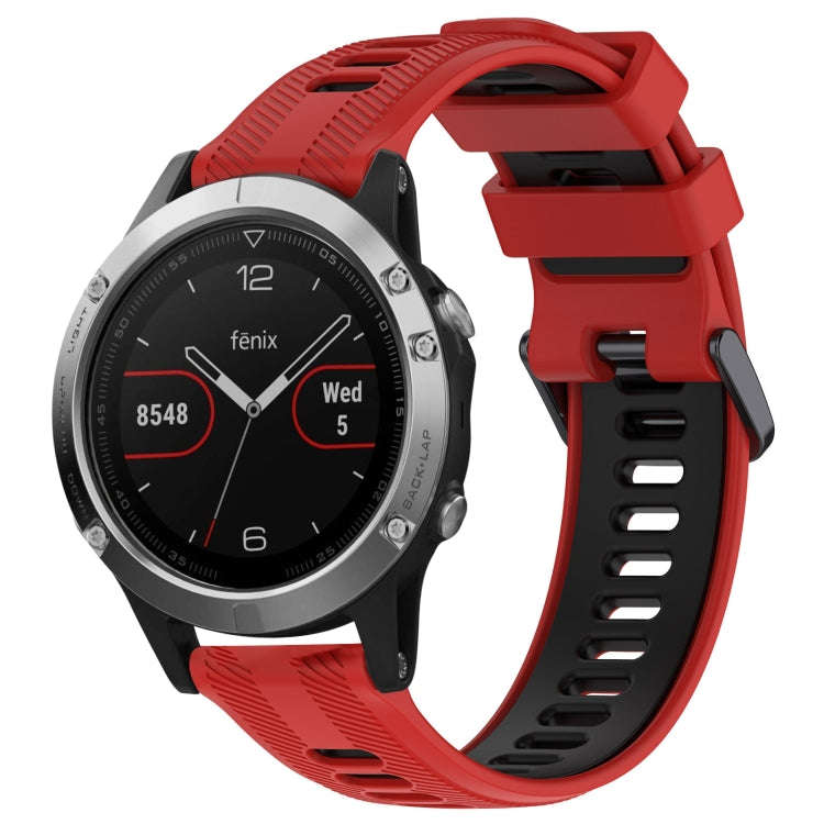 For Garmin Fenix 5 Sports Two-Color Silicone Watch Band(Red+Black)