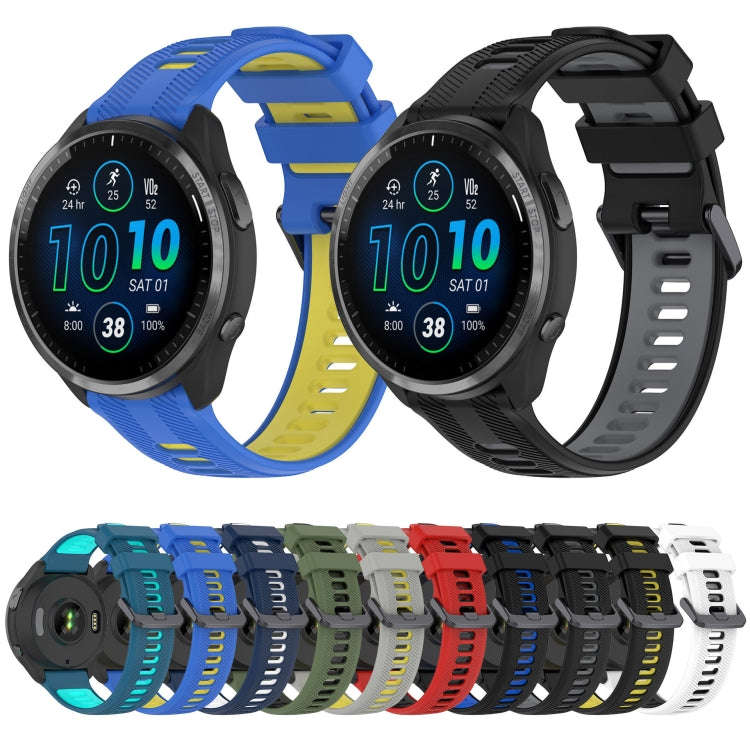 For Garmin Instinct Crossover Sports Two-Color Silicone Watch Band(Black+Blue)