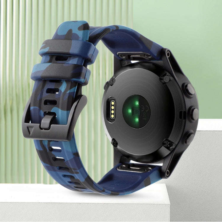 For Garmin Descent G1 Camouflage 22mm Silicone Watch Band(Camouflage Blue)