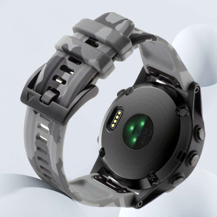 For Garmin Fenix 7 Sapphire Solar Camouflage 22mm Silicone Watch Band(Camouflage Blue)
