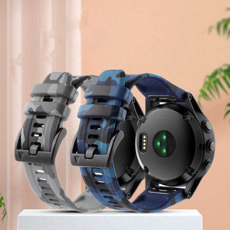For Garmin Descent G1 Camouflage 22mm Silicone Watch Band(Camouflage Blue)
