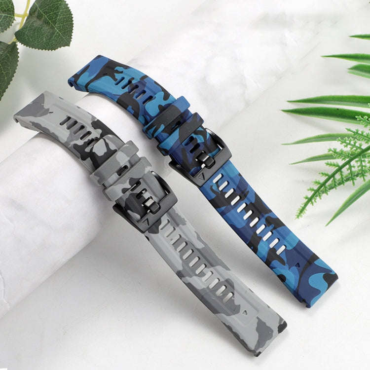 For Garmin Descent G1 Camouflage 22mm Silicone Watch Band(Camouflage Blue)
