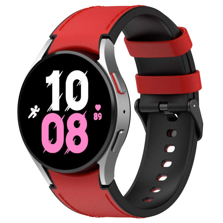 For Samsung Galaxy Watch 6 Classic Silicone Leather Black Buckle Watch Band(Red)
