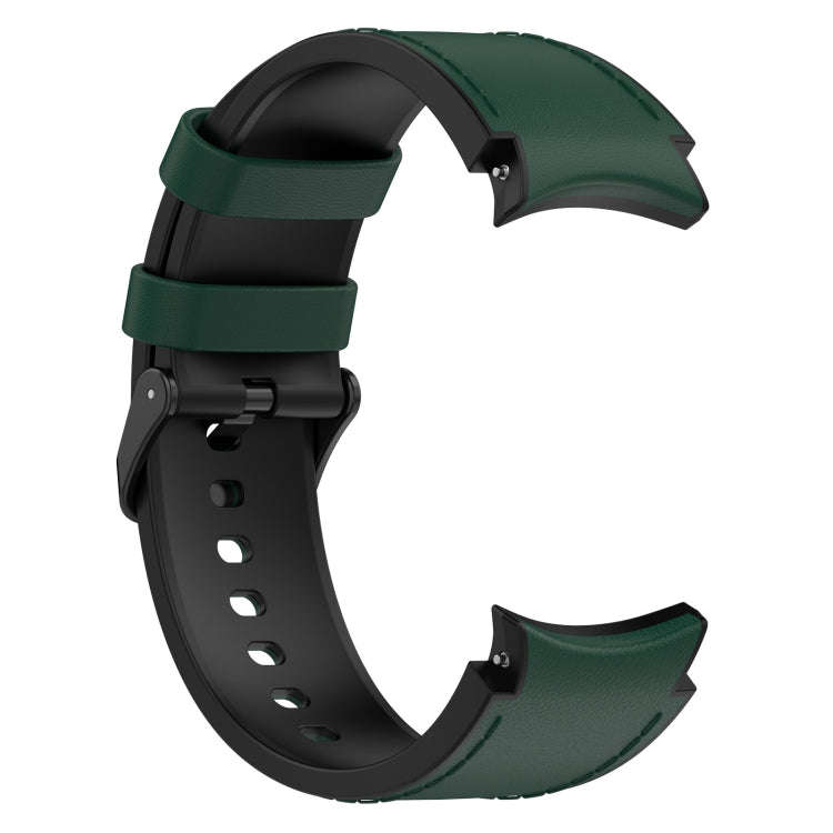 For Samsung Galaxy Watch 6 Classic Silicone Leather Black Buckle Watch Band(Olive Green)