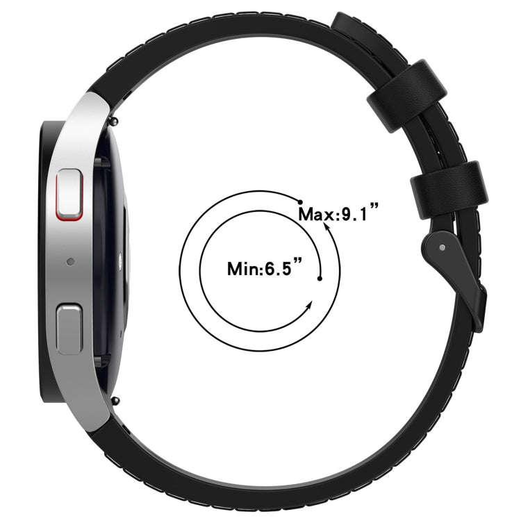 For Samsung Galaxy Watch 6 Classic Silicone Leather Black Buckle Watch Band(Midnight Blue)